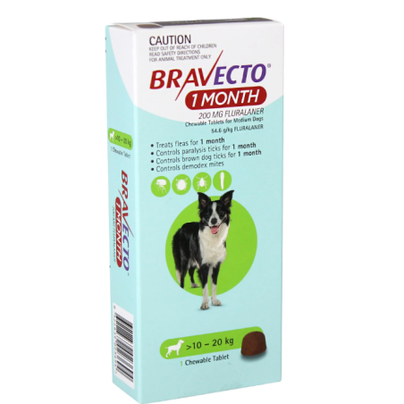 BRAVECTO 200 mg 1 Tab 1M 10-20 kg