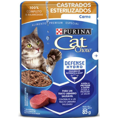 CAT CHOW POUCH ESTERILIZADOS CARNE X 85g