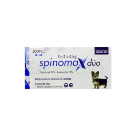 ANTIPULGAS SPINOMAX DUO X 2 A 4  kg CAJA X 1 TABLETA
