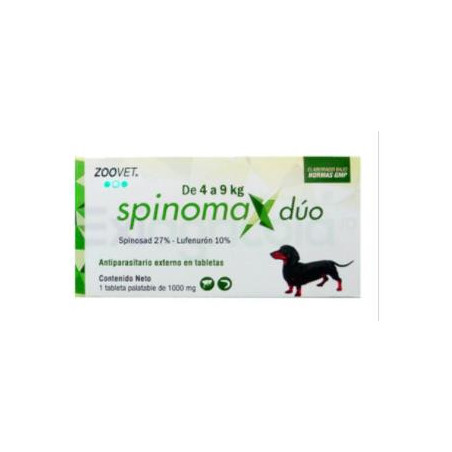 ANTIPULGAS SPINOMAX DUO X 4 A 9 kg CAJA X 1 TABLETA