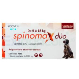 ANTIPULGAS SPINOMAX DUO X 9 A 18  kg CAJA POR 1 TABLETA