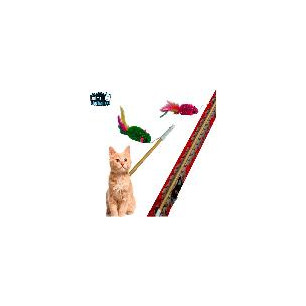 VARA PARA GATO CAÑA RATON PLUMA