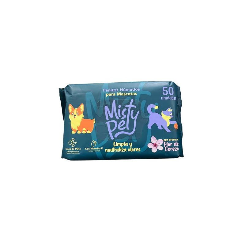 PAÑITOS HUMEDOS MISTY PET X 50 UND